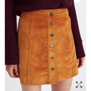 Madewell Velveteen A-line Button-Up Front Mini Skirt